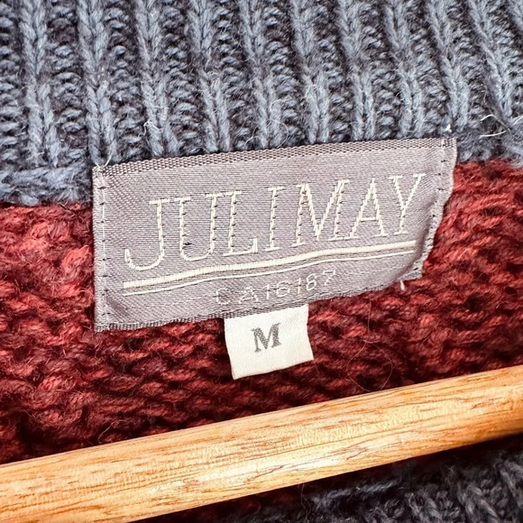 Vintage chenille knit crew neck sweater - 80’s - multi-coloured - Oversized M - Picture 6 of 7